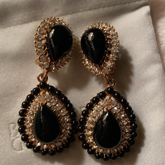 KJL Kenneth Jay Lane clip on earrings black - Picture 4 of 7